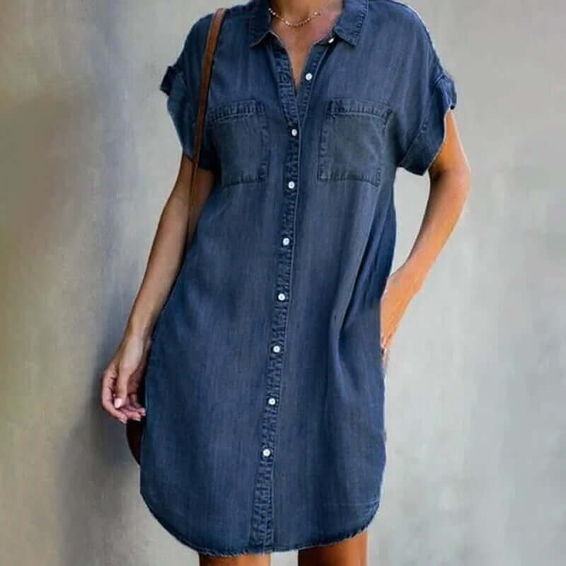 Valerie - Elegantes Denim-Kleid mit Bauchbedeckung Modehaus-Düsseldorf