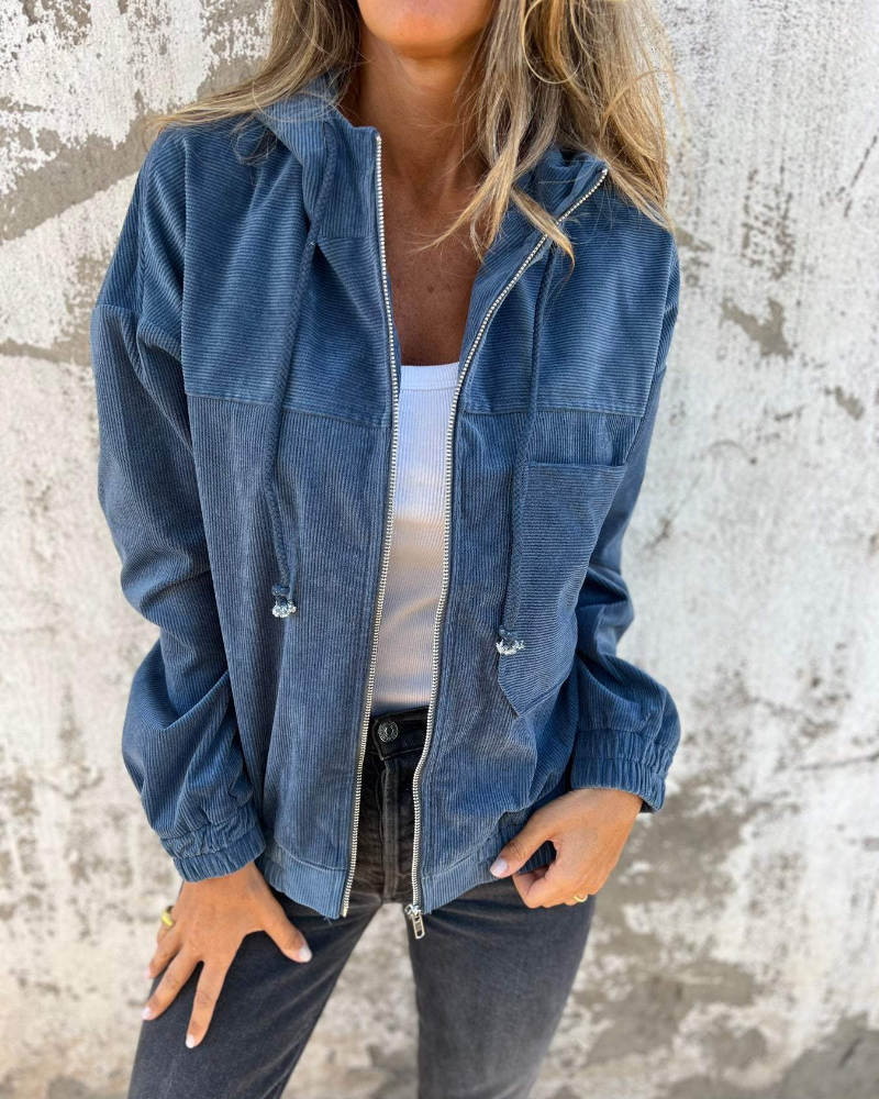 Ella | Corduroy Kapuzenjacke mit Reißverschluss Sierra-Mode