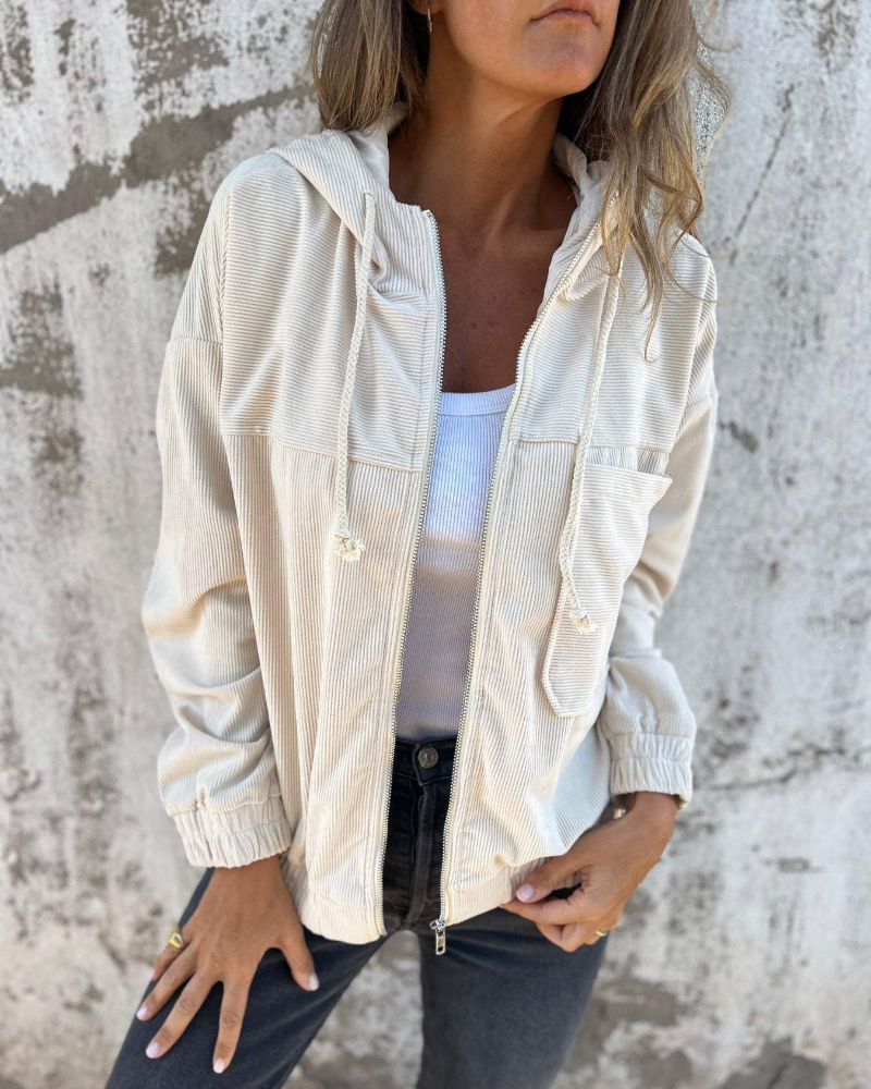 Ella | Corduroy Kapuzenjacke mit Reißverschluss Sierra-Mode