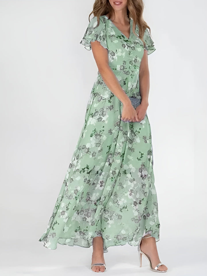 Alyssa™ | Flutter Sleeve Floral Maxi Dress Clara & Grey Hudson Valley