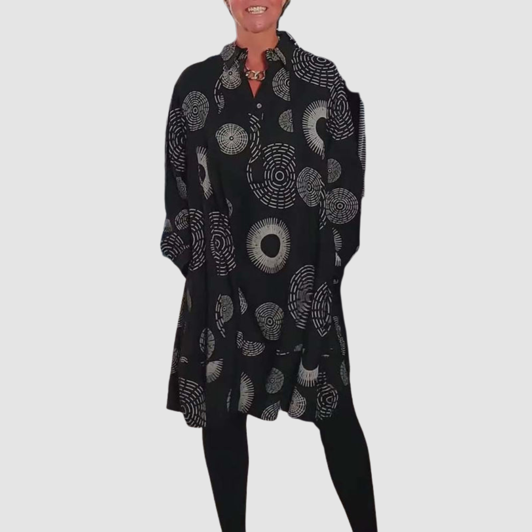 Haydie™ Casual Lapel Dress with Geometric Print Grayson & Porter