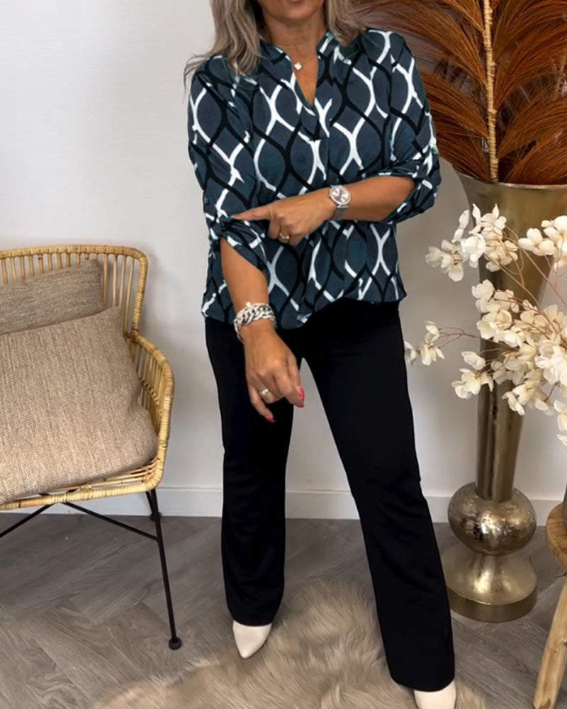 Janny | Lässige Bluse mit langen Ärmeln und elegantem Muster femmedunord.com