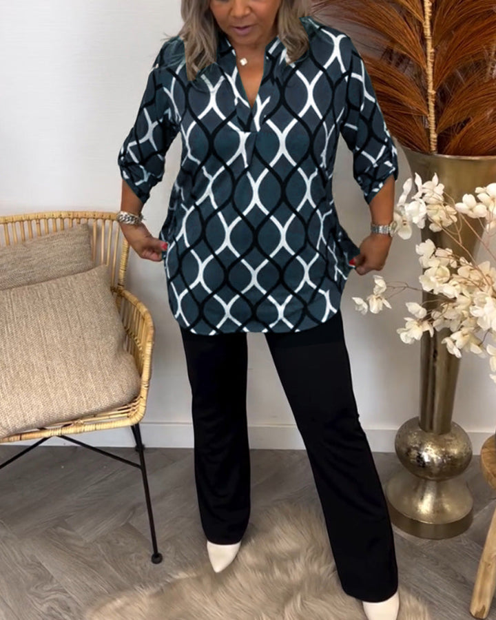 Janny | Lässige Bluse mit langen Ärmeln und elegantem Muster femmedunord.com