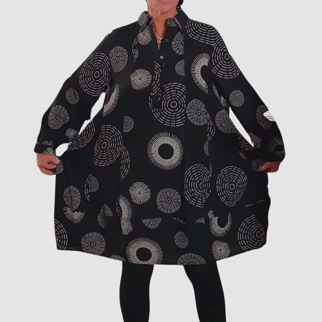 Haydie™ Casual Lapel Dress with Geometric Print Grayson & Porter