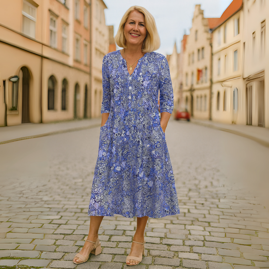 Lerina™ | Floral V-Neck Midi Dress Clara & Grey Hudson Valley