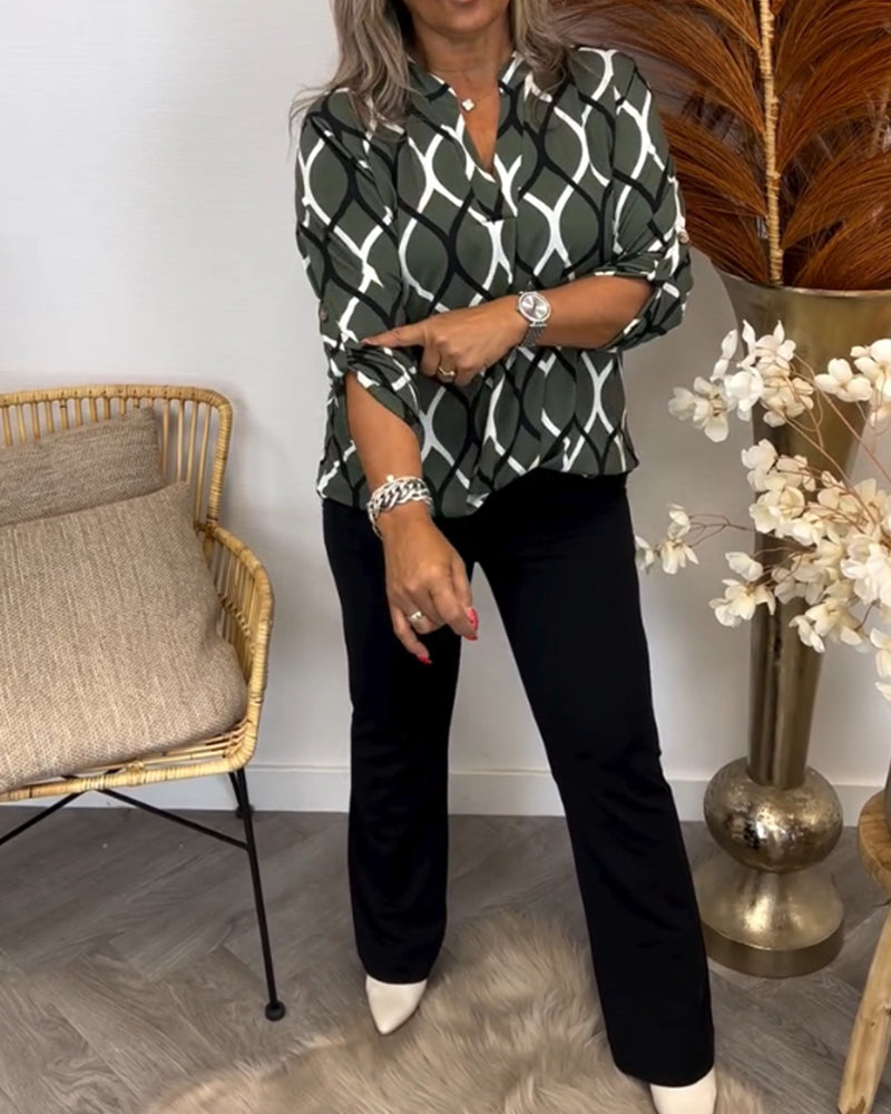Janny | Lässige Bluse mit langen Ärmeln und elegantem Muster femmedunord.com