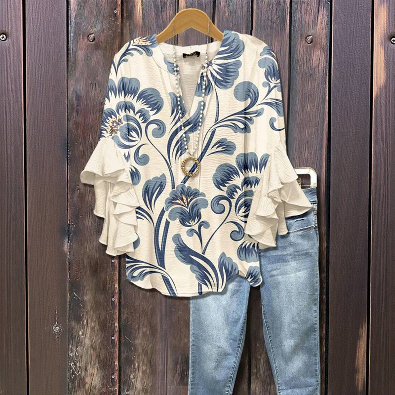 Kiona™ - ELEGANT BLOUSE WITH RETRO FLORAL PATTERN Nora & Max Vancouver