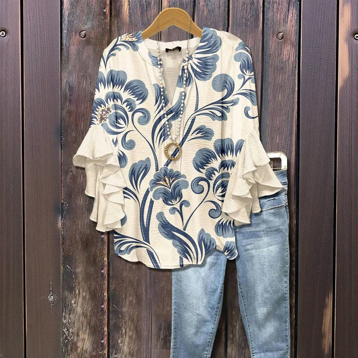 Kiona™ - ELEGANT BLOUSE WITH RETRO FLORAL PATTERN Nora & Max Vancouver