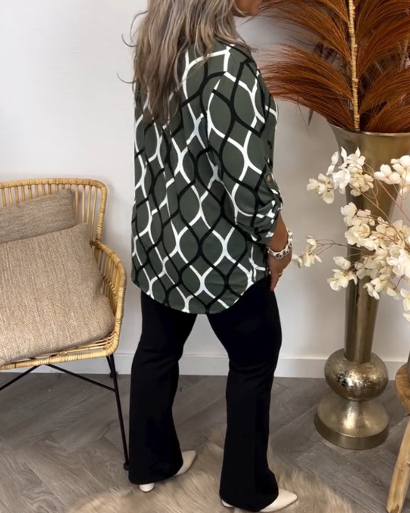 Janny | Lässige Bluse mit langen Ärmeln und elegantem Muster femmedunord.com
