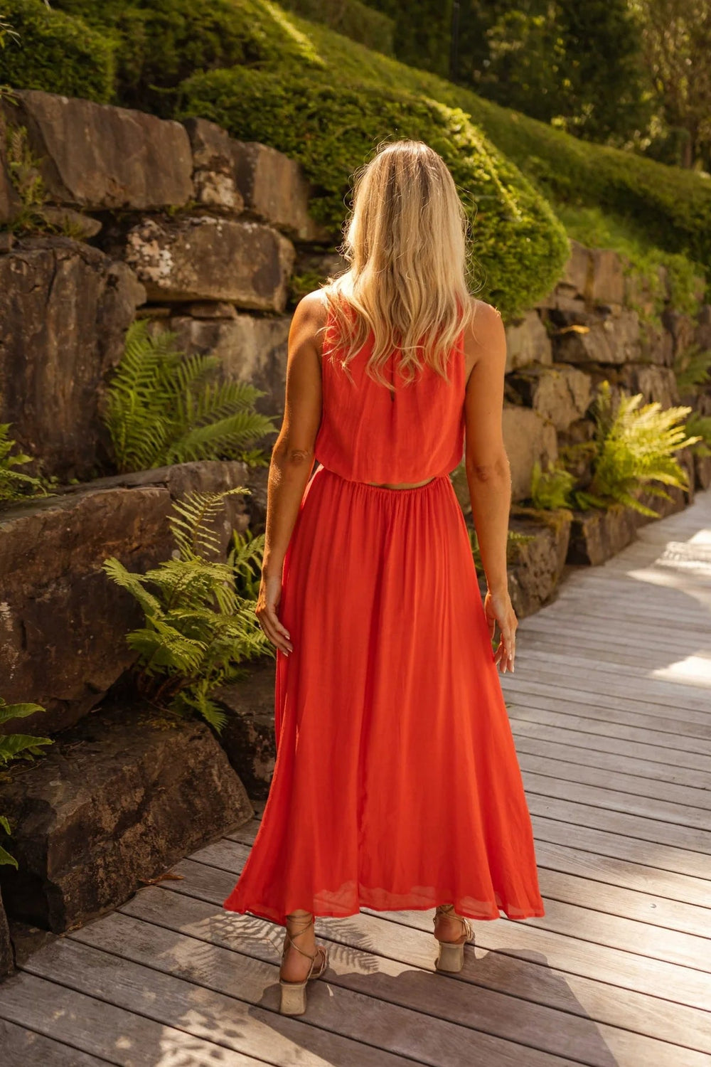 Lyanna™ | Midi Dress in Sunset Orange femmedunord.com