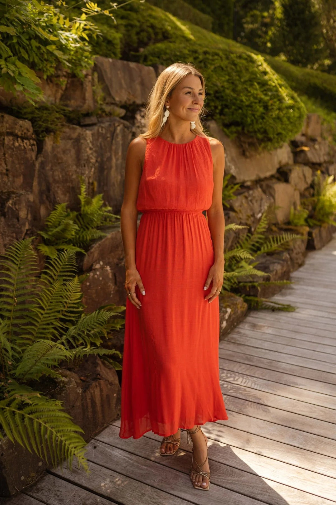 Lyanna™ | Midi Dress in Sunset Orange femmedunord.com