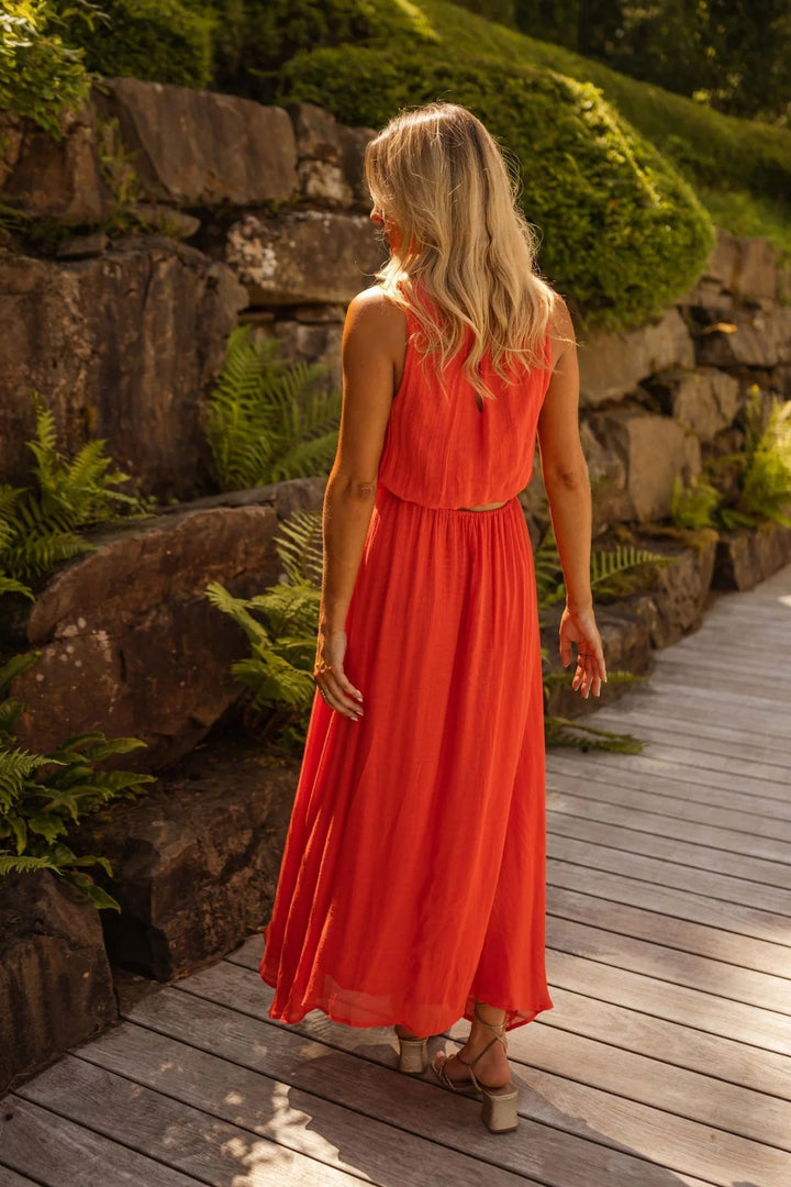 Lyanna™ | Midi Dress in Sunset Orange femmedunord.com