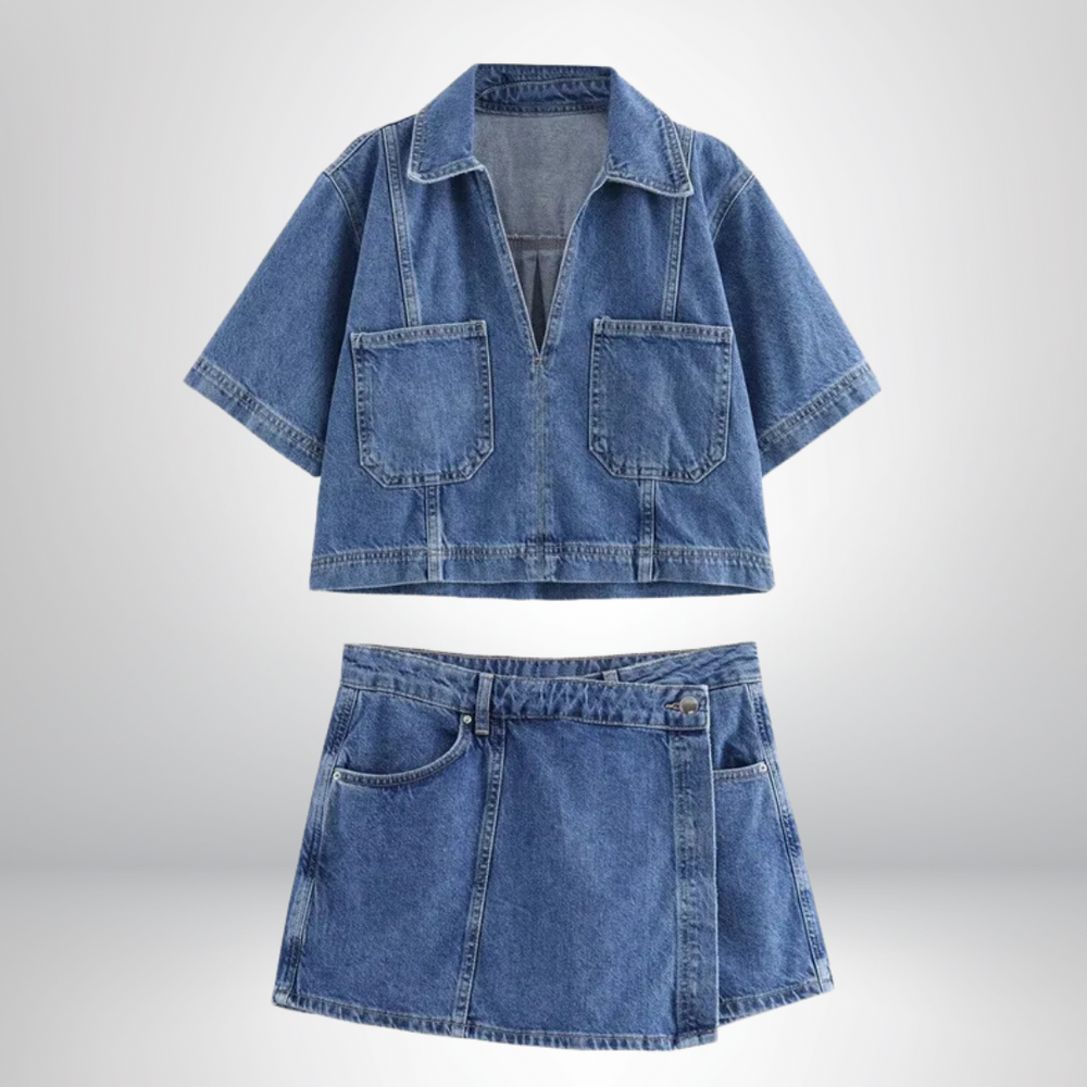 Emelie - Denimset med V-ringning Anna & Maja