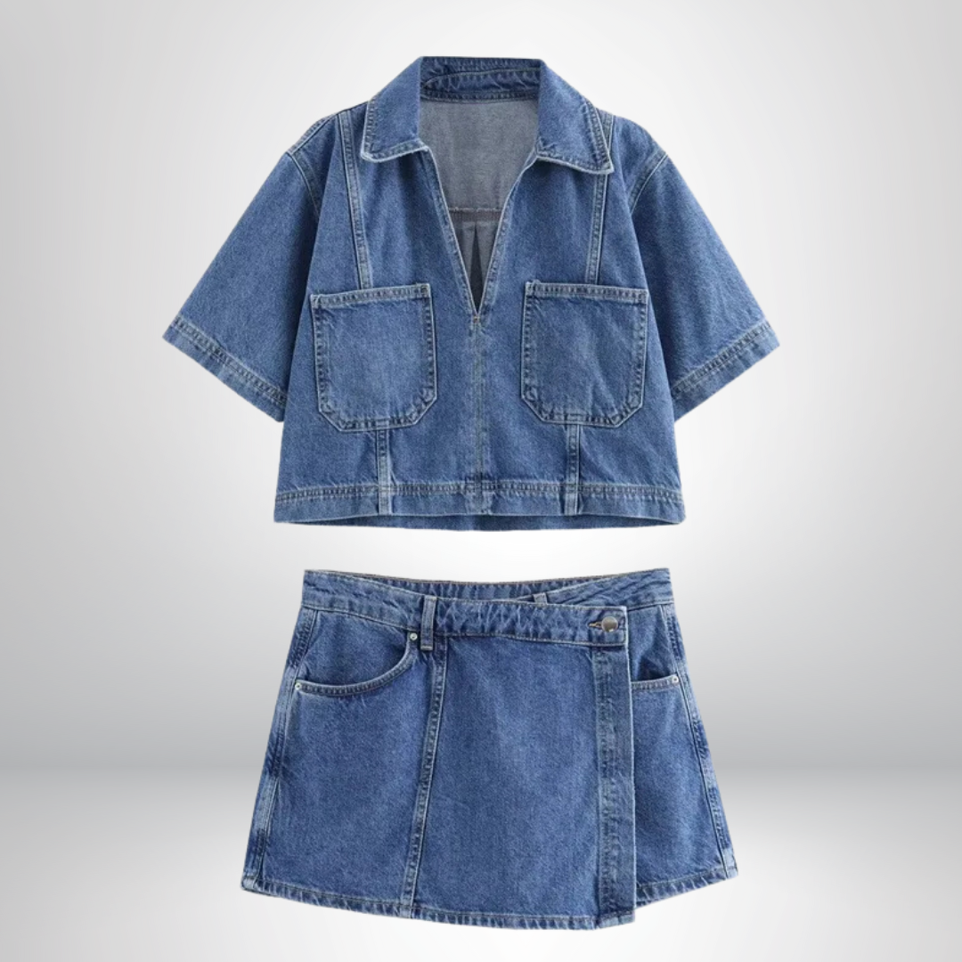 Emelie - Denimset med V-ringning Anna & Maja