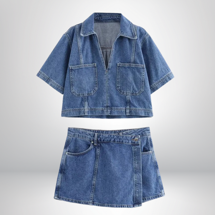 Emelie - Denimset med V-ringning Anna & Maja